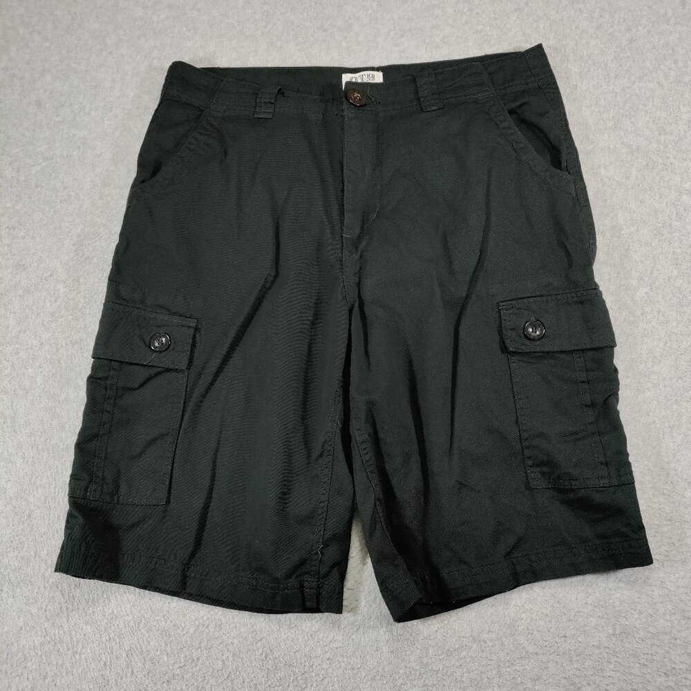 OTB One Tough Brand Cargo Shorts Mens 34 Black Cotton Skater Baggy
